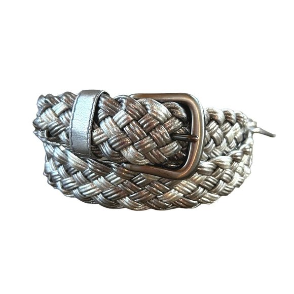 Omega Silver Metallic Braided Belt Size Large - Picture 2 of 7